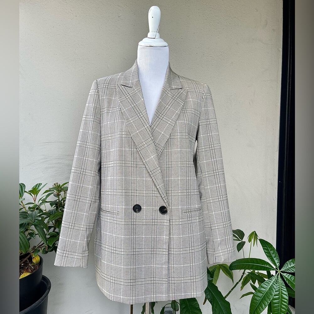 Women's Plaid Double-Breasted Blazer